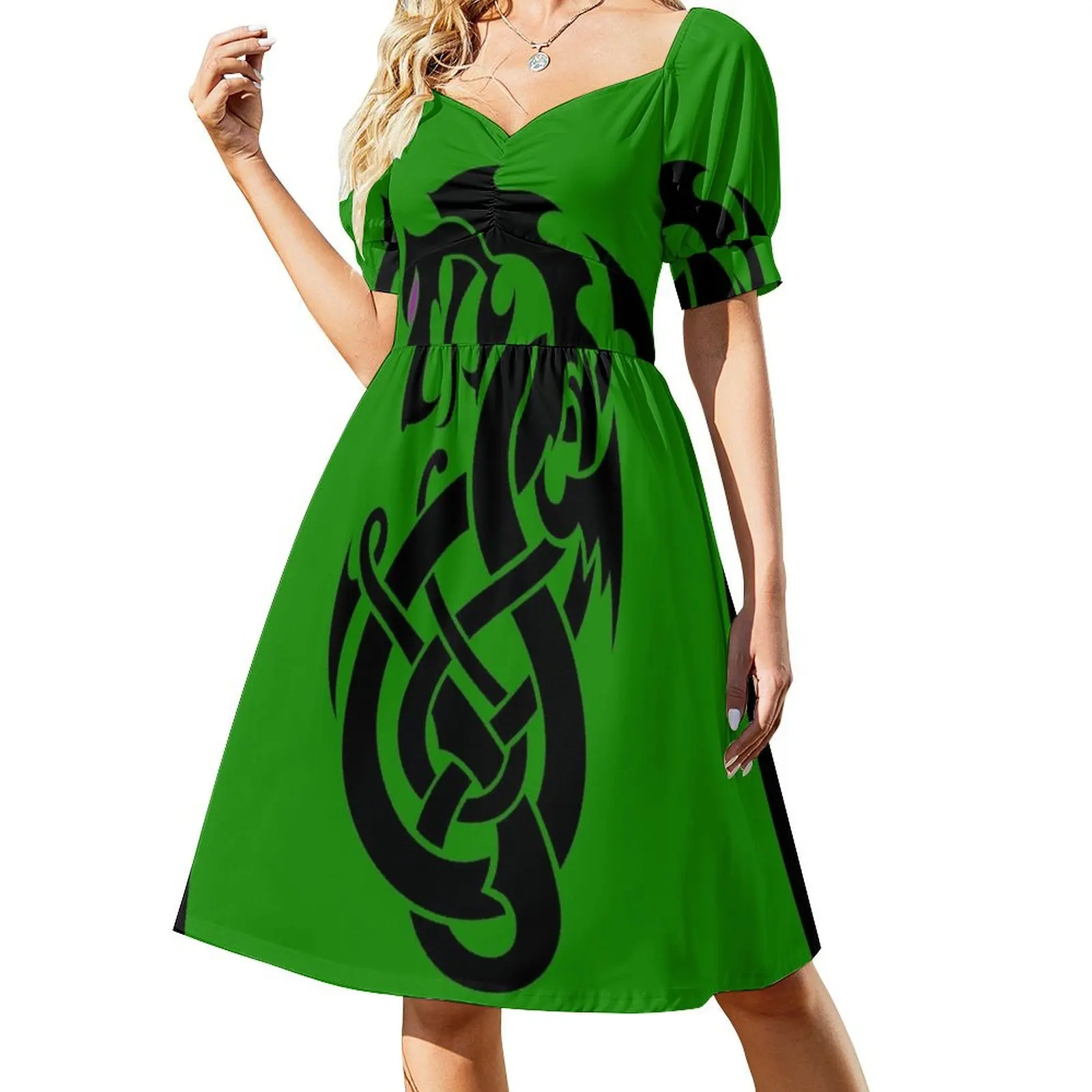 

Celtic dragon totem Short-Sleeved Dress loose women's dress Female clothing