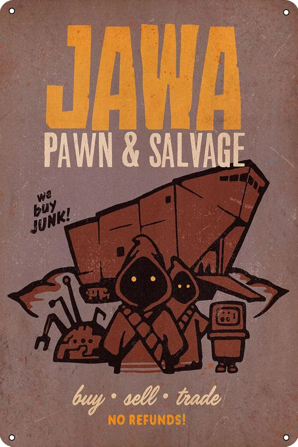 Affiche publicitaire vintage Jawa Pawn and Salvage, en métal, style rétro, pour la décoration murale de la maison, des cafés, des bureaux, des magasins et des pubs