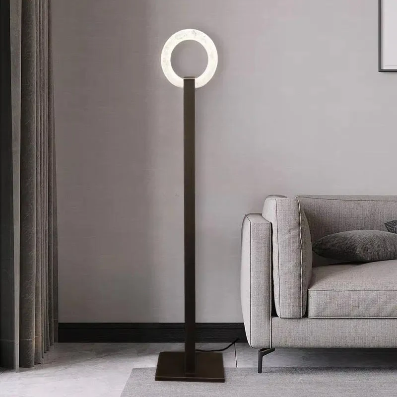 Mid Century Modern Adjustable Floor Lamp Alabaster Copper LED Light Source Bedroom Decor