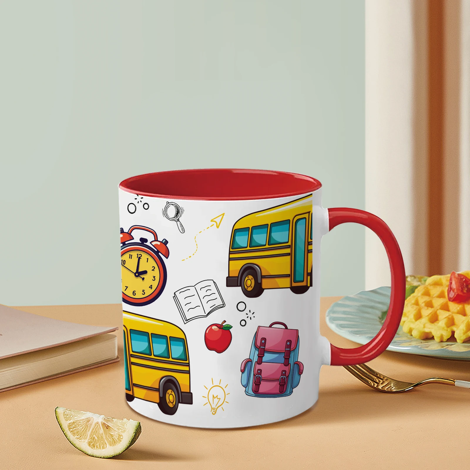 11oz Ceramic Coffee Mugs with Handle Christmas Party 3D Print Back to School Style Holiday Drink Mug Dishwasher Safe Anniversary