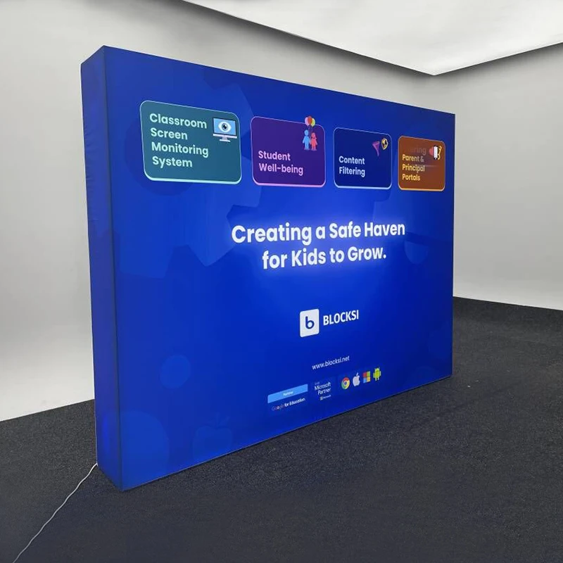 Modular Fabric Backlit Pop up Displays Exhibition Stand for 10x8ft Led Seg Pop up 3x3 Pop up Backdrop