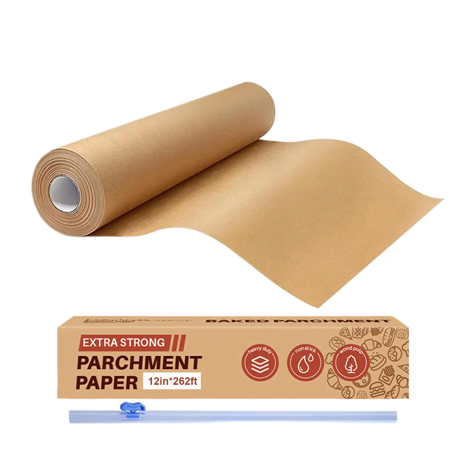 Unbleached Parchment Paper With Cutter Heat Resistant Non-Stick Silicone Air Fryer Parchment Paper Roll For Oven Grilling