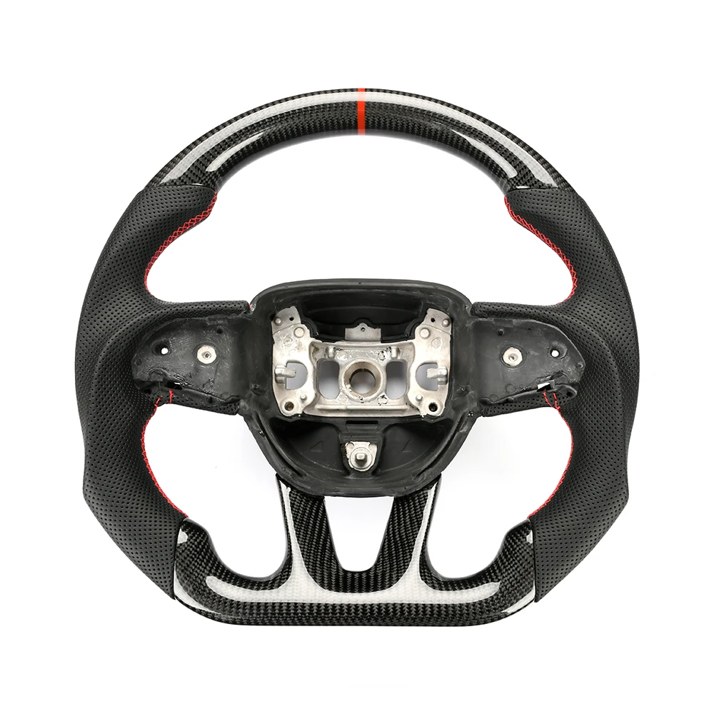 

Leather Steering Wheel Car Carbon Fiber Perforated Leather Steering Wheel for Challenger Srt