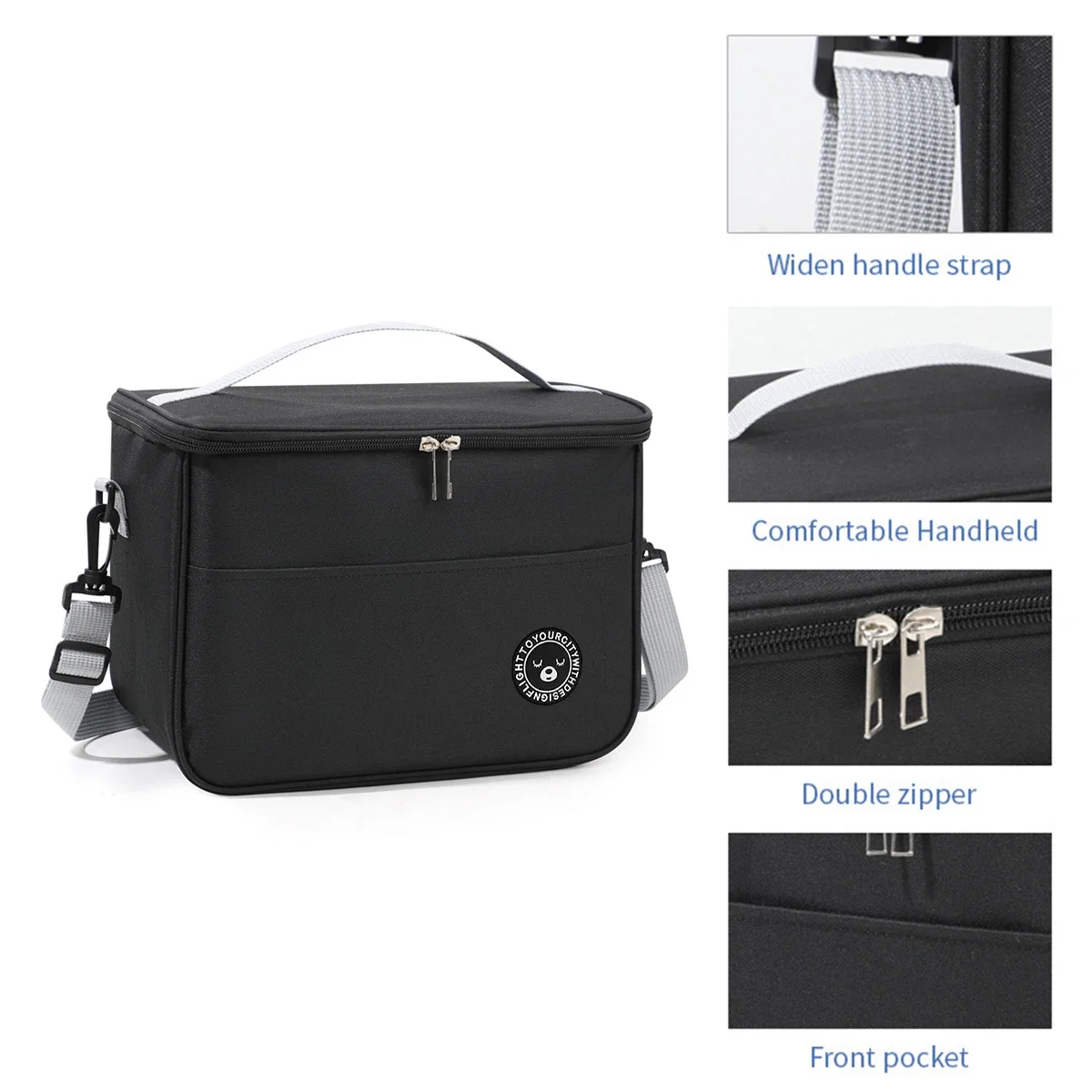 Isolierte Tasche, Lunchbox, Handtasche, quadratische Isoliertasche, verdickte Bento-Tasche aus Aluminiumfolie, für Büroangestellte, Studenten zum Mitnehmen von Speisen, L – Detail 4