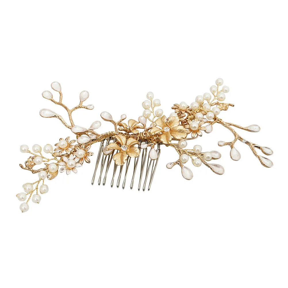

Pearl Flower Hairpin Comb Stylish Polished Alloy Headwear for Wedding Bridal Prom Party Banquet Summer Picnic Elegant Hair Clip