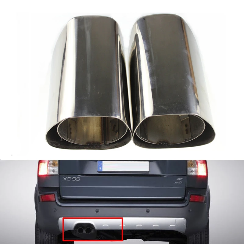 2Pcs Stainless Steel Exhaust Tip Auto System Pipe Muffler Tip For VOLVO XC90 XC60 Car Accessories