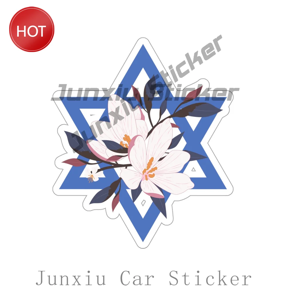 Israel Flag Star Of David Yom Kippur Floral PVC Sticker For Car Bumper And Rear Window Decorative Graphic Design Decal