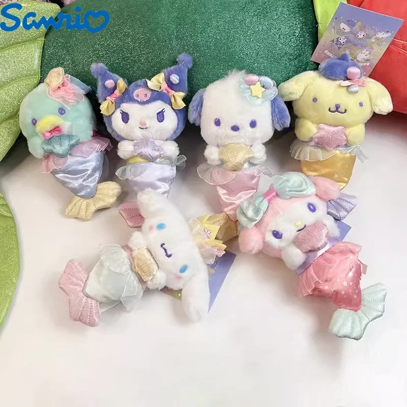 Miniso Sanrio New Style Kawaii Toy Mermaid Kuromi My Melody Pochacco Pom Pom Purin and Cinnamoroll Plush Keychain Birthday Gifts