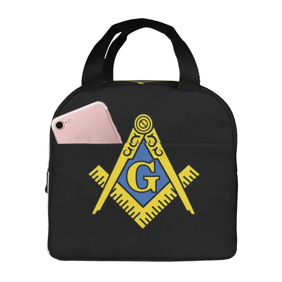 Freemason Masonic Lunch Bags Insulated Bento Box Lunch Tote Leakproof Picnic Bags Thermal Bag for Woman Girl Travel