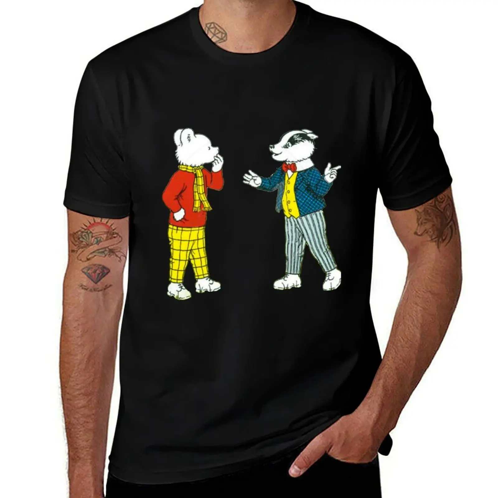 Rupert bear and bill badger T-Shirt Fashion Casual Short Sleeve T-Shirt