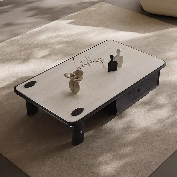 Italien, table basse, pierre microcristalline, simple, salon, ménage, carré, moderne, minimaliste