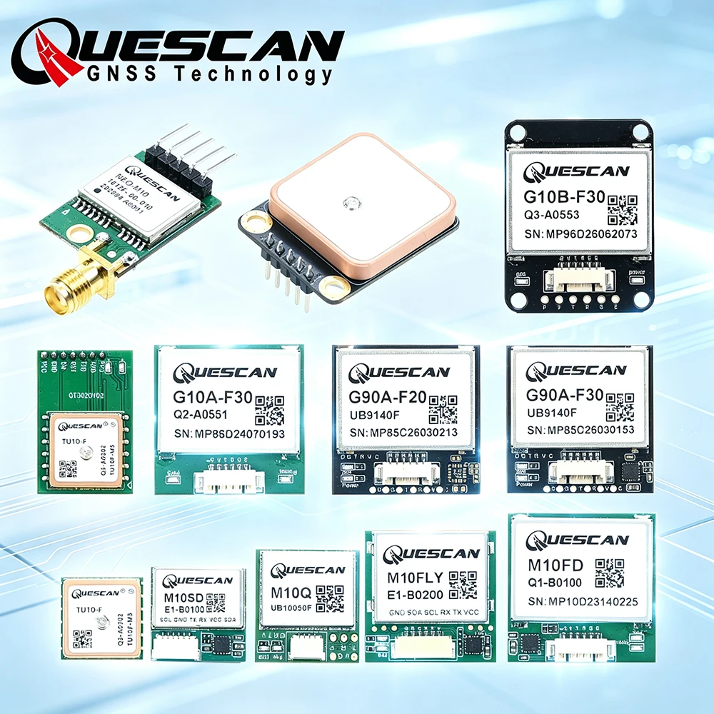 QUESCAN UBX M9 M10 GPS GNSS Module with Compass GPS Galileo BeiDou GLONASS Antenna Module GNSS Receiver M10050 M9140 Chipset