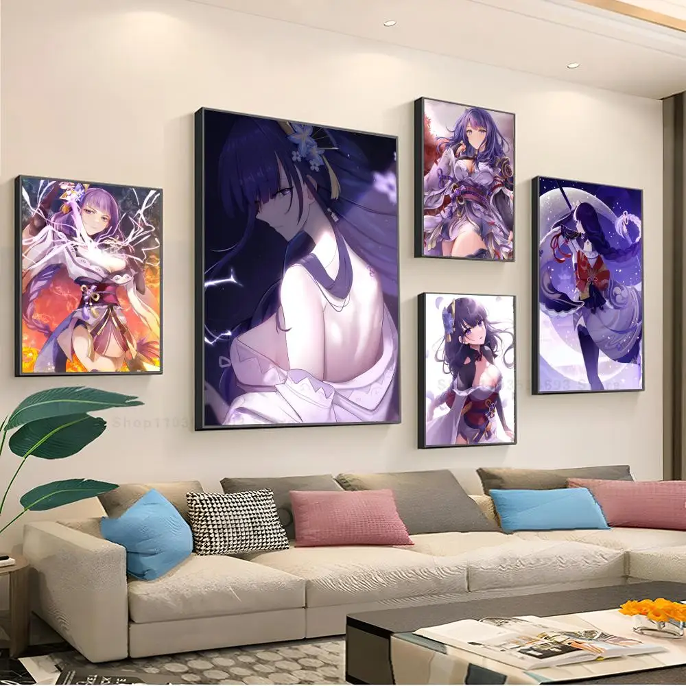 

Genshin Impact Raiden Shogun Poster Paper Print Home Living Room Bedroom Entrance Bar Restaurant Cafe Art Painting Decoration