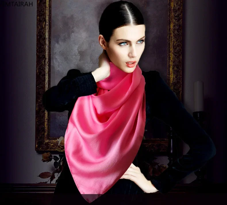 Zwykła satyna solidna 100% jedwabne szale moda damska hidżab chustka na głowę welony fabryka bezpośrednio sprzedaje szaliki Hangzhou jedwabny szal Wrap