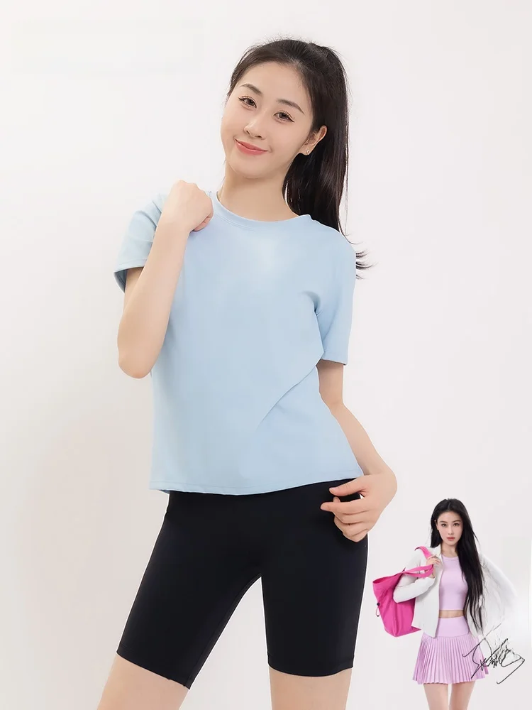 

Tea Beau ort Sve T-irt Women Summer Slim Fit round Ne Casual Sport Yoga Sweat Absorbent Breathable Gym Fitn