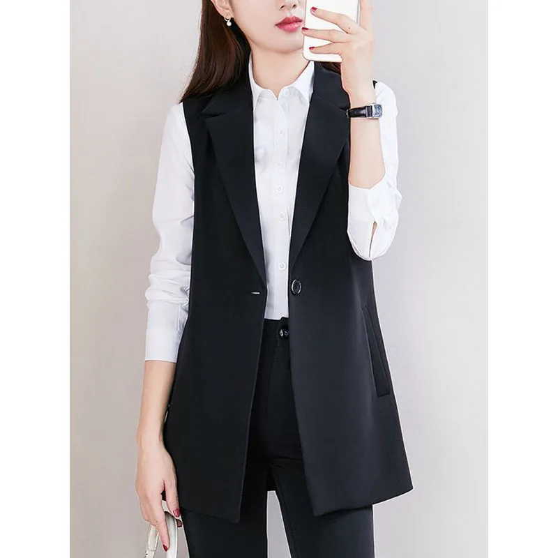 

Большой плюс толстый женский костюм, жилет, пальто, весна-осень 2021, толстая женская длинная свободная повседневная куртка Majia, тонкое пальто без рукавов