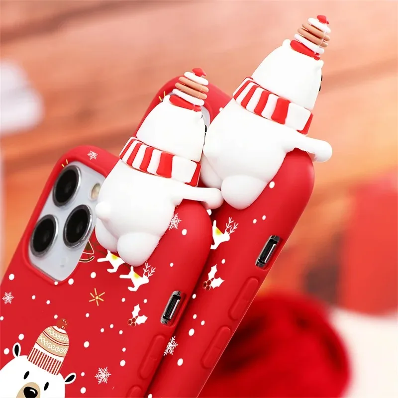 DIY Kerst Kerstman 3D Case Voor Xiaomi Redmi A3 10C 9A 9C 10 9 Mi 14T 11T 12T 13 12 11 Lite Redmi Note 8 Pro Sneeuwpop Telefoon Cover
