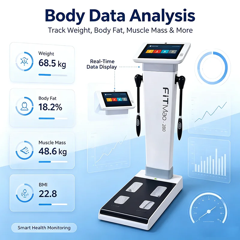 Electrodes Bioelectrical Impedance 3D Body Health  Analyzer Scale Cloud Data Storage Fat Weight Muscle Mass Assessment Machine
