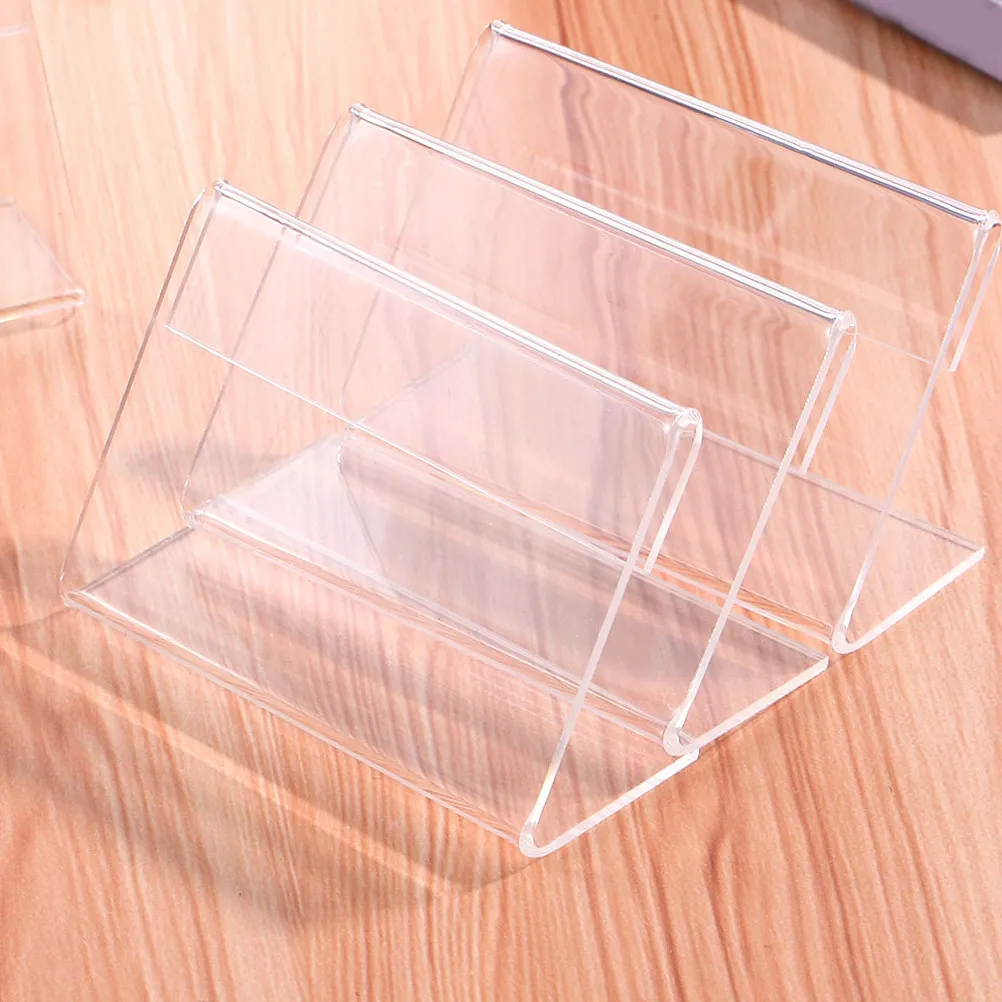 30Pcs Clear Acrylic L Shape Desk Sign Holder Horizontal Name Plate Display Stand for Office Store Counter Tabletop Business