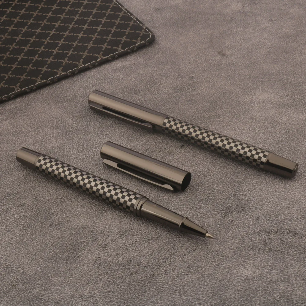 

1pc metal Rollerball Pen Gun grey Grid Stationery Office school supplies Writing Gift ball point pens