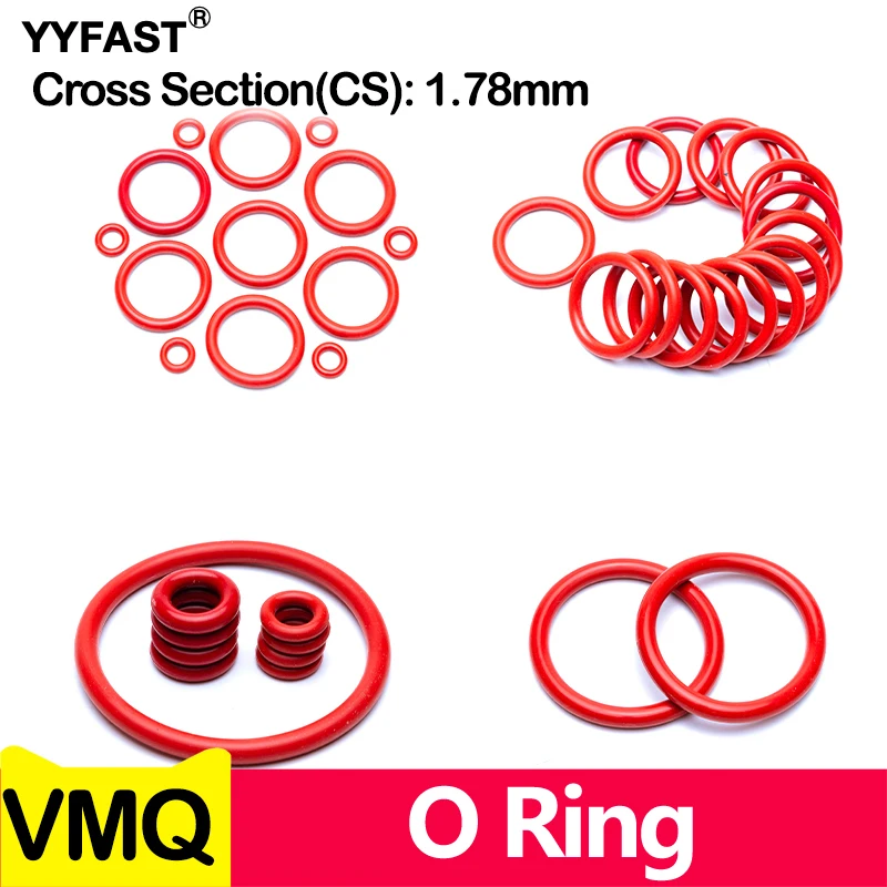 CS1.78mm,Silicone Rubber O-RING,Sealing Rings Repair Skeleton Oil Gasket Washer Inner Diameter1.78-133.07mm,Cross Section 1.78mm