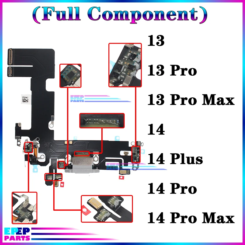 USB Port Charger Dock Connector Mic Cable for IPhone 13 14 Pro Max Plus 13P 13PM 14P 14PM Dock Charging Board Flex Module