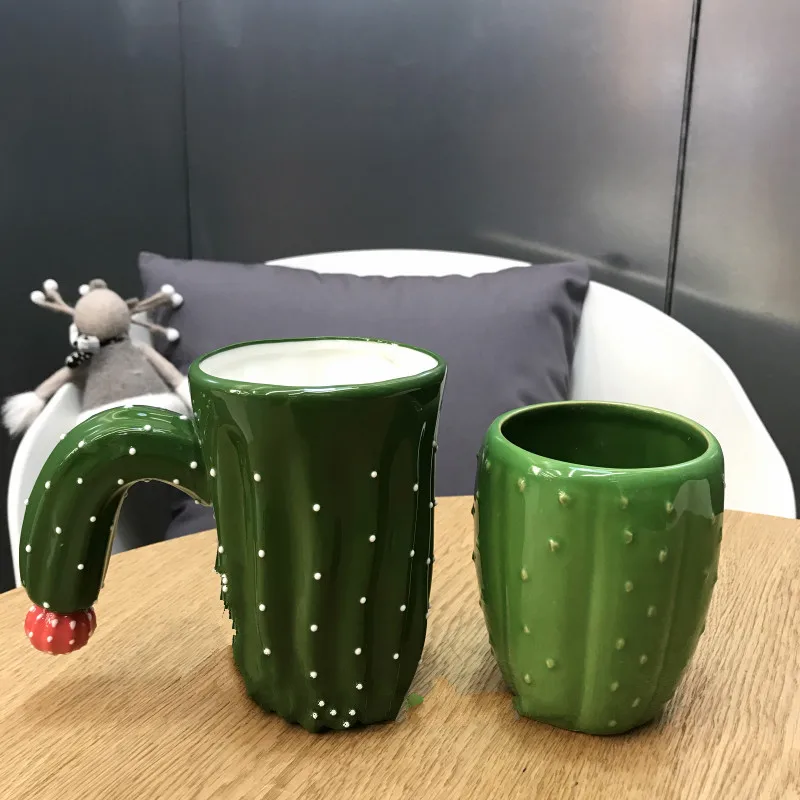 Cute 3D Cactus Mug Small Fresh Creative Plant Water Cup Simple Handmade Ceramic Lovers Gift Plant cup Strange mug teacup CL0324