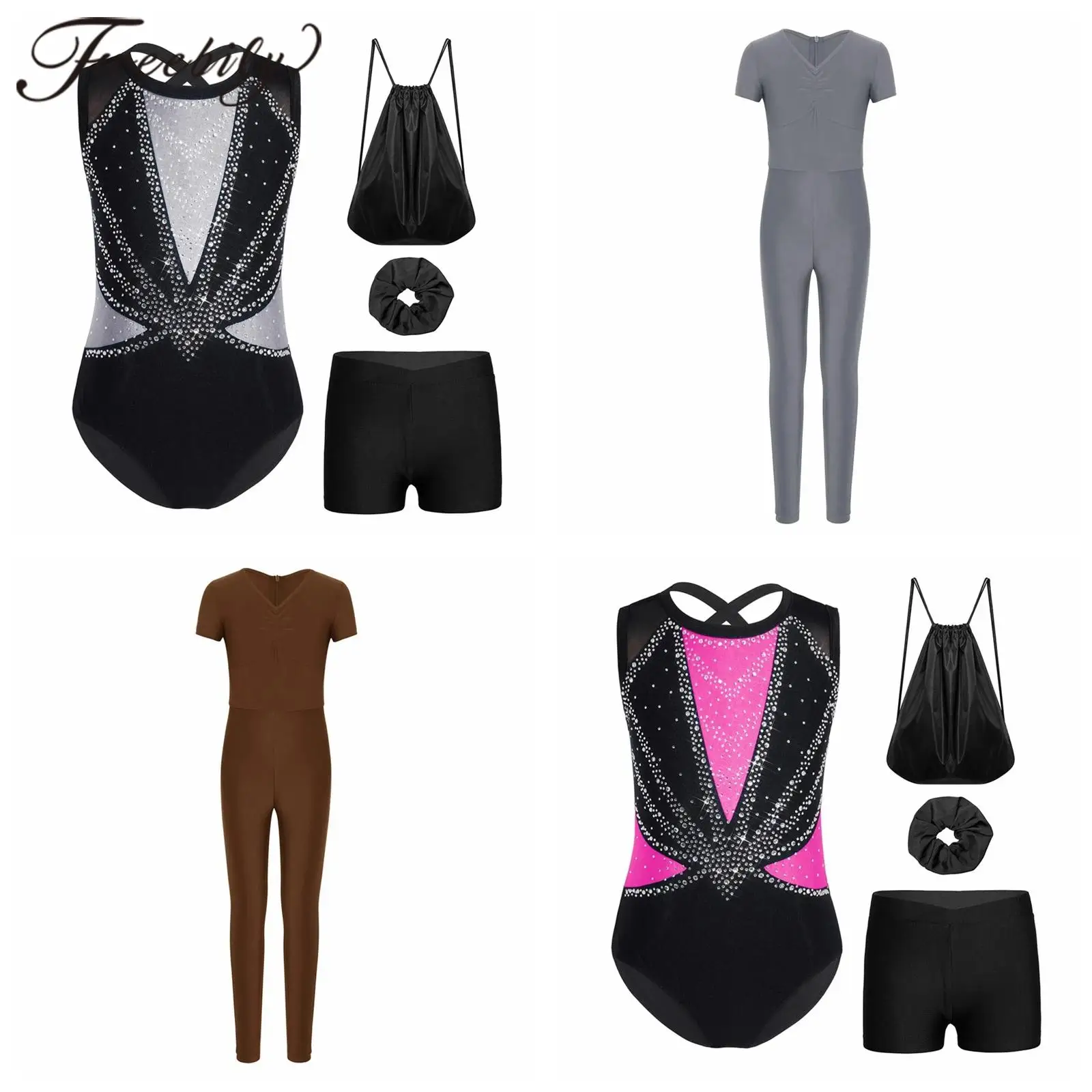 Acrobatics Dance Gymnastics Bodysuit Girl Jumpsuits for Gymnastics Jumpsuit Children's Full Body Leotard Figure Skating Costume