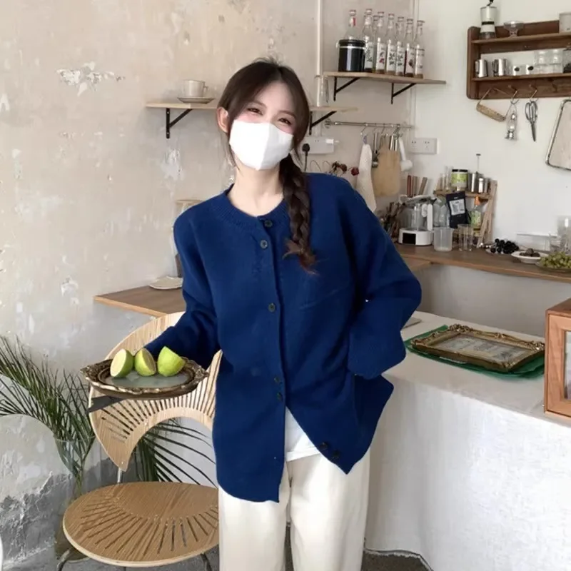 

Свободный японский вязаный кардиган в ленивом стиле для женской осенне-зимней куртки, топ