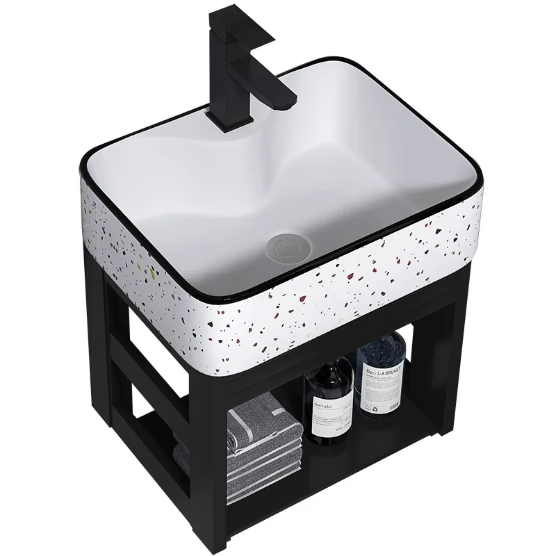 

Wall-mounted wash basin Ceramic wash basin Bathroom balcony Waterproof aluminum frame Simple hanging basin