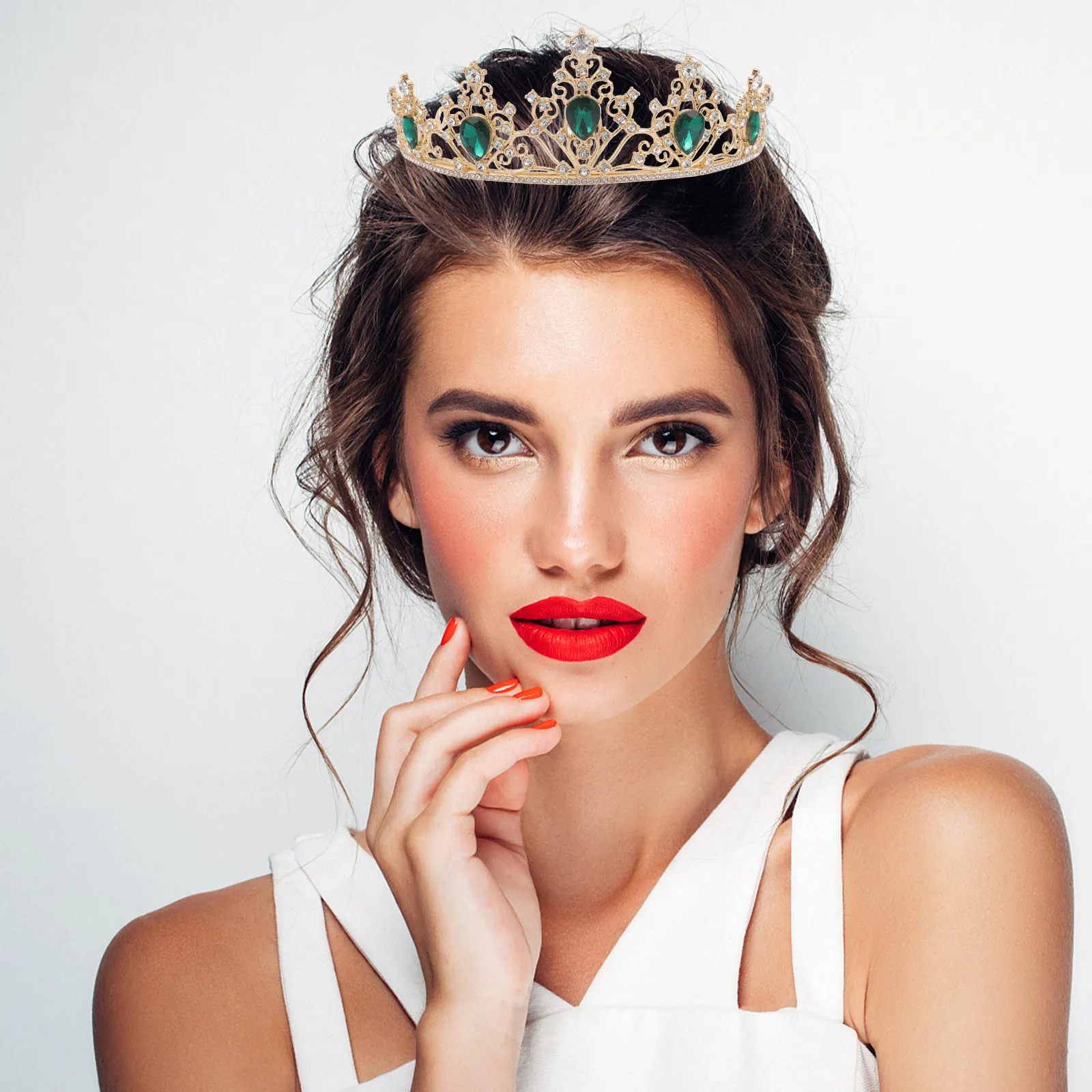 

1Pcs Gorgeous Rhinestone Crown for Women Bridal Wedding Hair Decoration Dainty Fancy Crown for Prom Party Birthday Evening Event