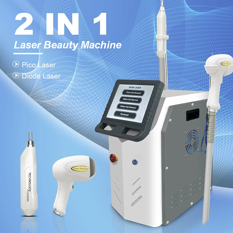 NEW Diode Laser and Picosecond Laser 2 in 1 808 Diode Laser Hair Removal Tattoo Removal Machine with 4 Wave 755 808 532 1064nm