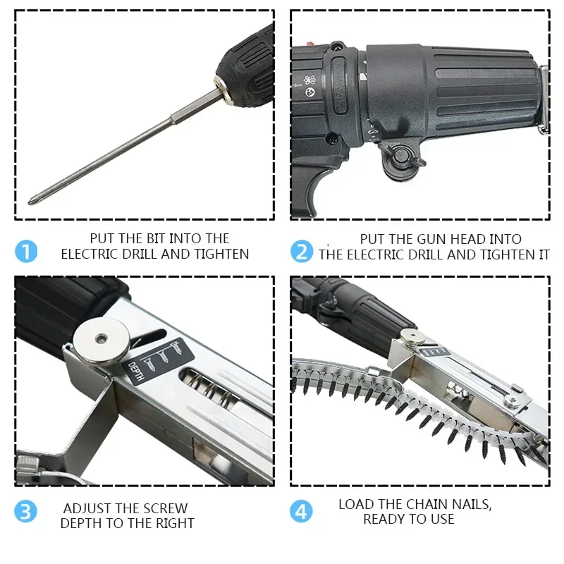 1pc  Chain Belt Screw Gun Wooden House Decoration Nail Gun Machine Screw Nail Gun T