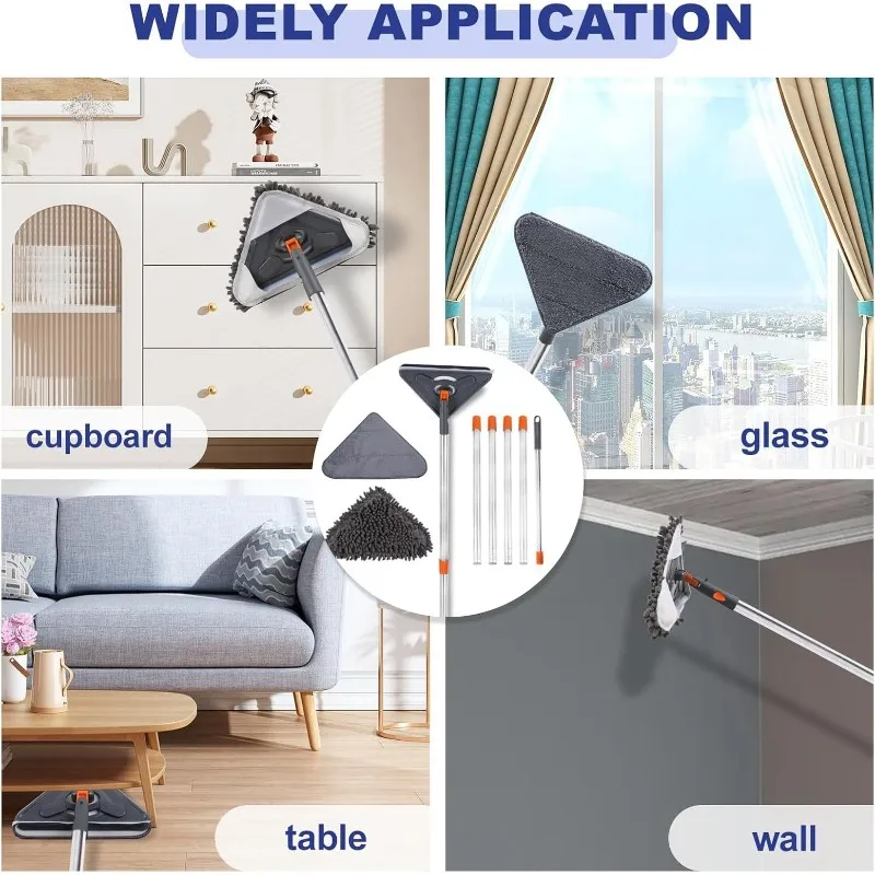 ABAH-Adjustable Steam Mop In Stainless Steel- Ultrafine Fiber Cloth Included, 5 Section Design, 780G Weight