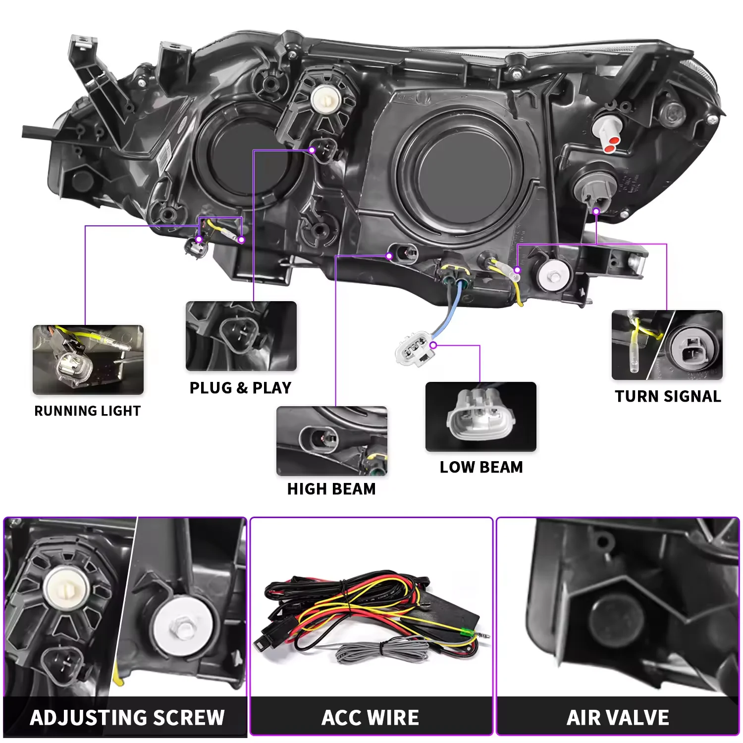 Full led Headlight for  Vertiga Mark X 2 REIZ 2010-2013 Year yz