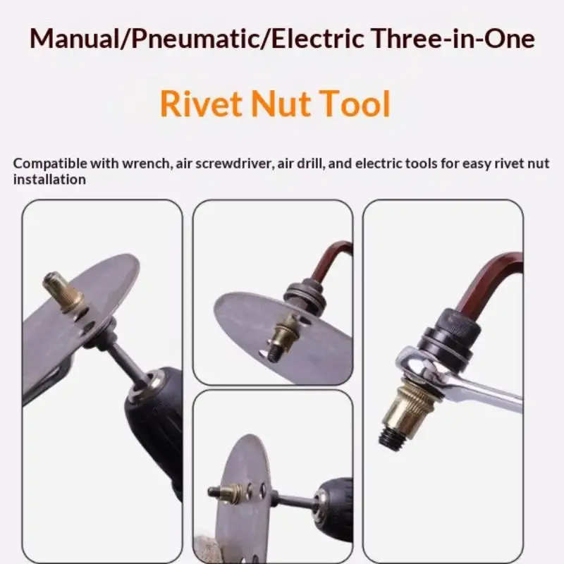 Hand Rivet Nut Head Set Rivet Nut Tool Manual Riveter Rivnut Tool Accessory For Nuts M3 M4 M5 M6 M8 Simple Install
