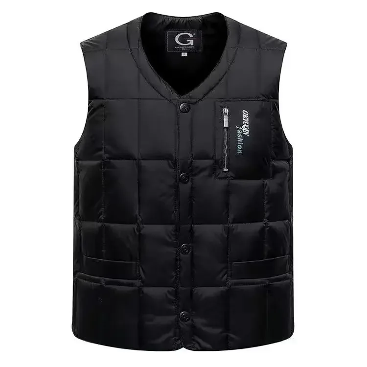 Middle - Aged and Elderly Men's Down Vest, Men's Short - Cut Winter Inner Liner, Thickened and Warm Vest in Autumn and Winter.