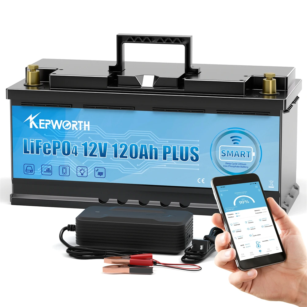 12V 120Ah LiFePO4 Battery Pack With BMS Lithium Power Golf Cart Batteries 6000 Cycles RV Campers Off-Road Off-Grid Solar Energy