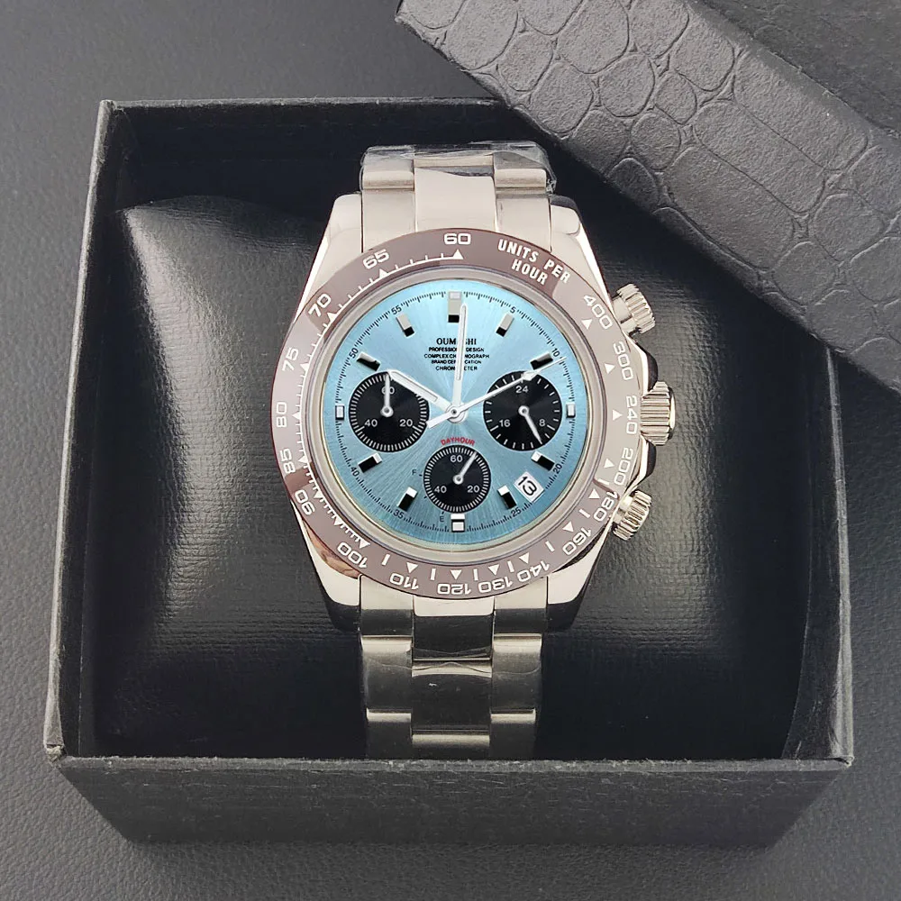 Роскошные часы vk63, кварцевые часы с хронографом, деловые часы, мужские спортивные часы VK63, сапфировое стекло, циферблат даты, керамический безель, часы vk63