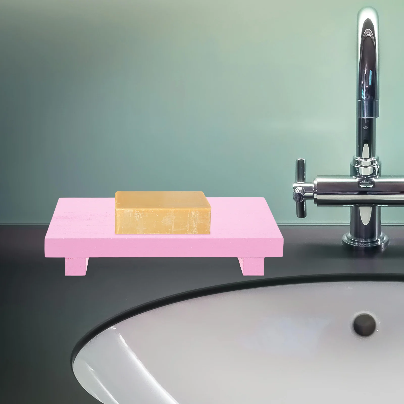 

Wooden Storage Board Countertop Soap Dish Tray Bathroom Accessory Supply Household Rack Home Shower Holder