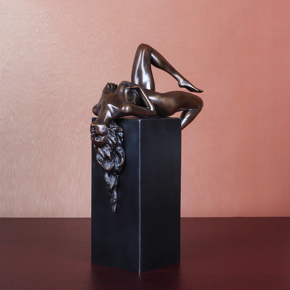 Nude Reclining Woman Bronze Statue Modern Erotic Female Naked Girl Sculpture Art Decoration Gifts