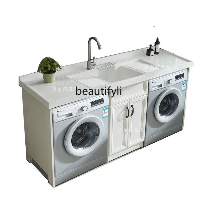 Double Washing Machine Alumimum Balcony Laundry Drying Cabinet Pool Hand Washing Cabinet Combination