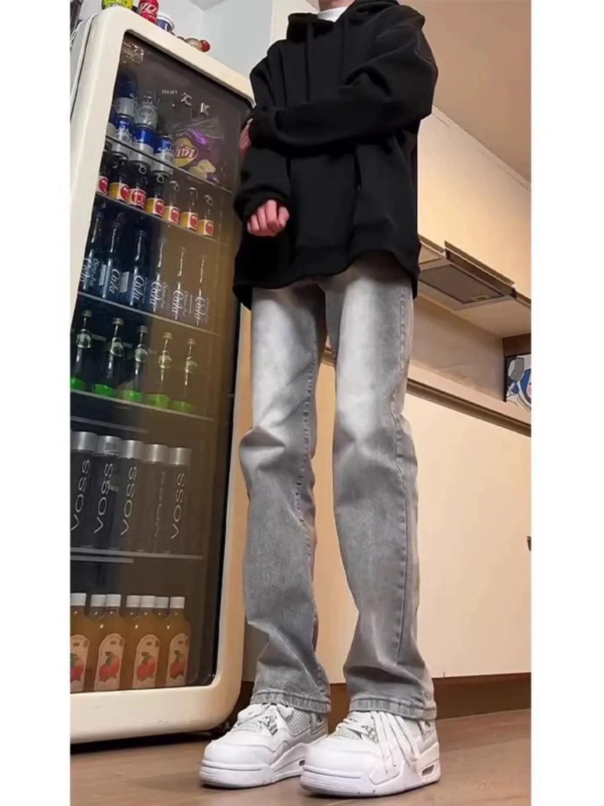

e ey Extended Slim Fit American High Street Jeans High Waist Straight Leg Trousers for Men Spring Autumn Faion