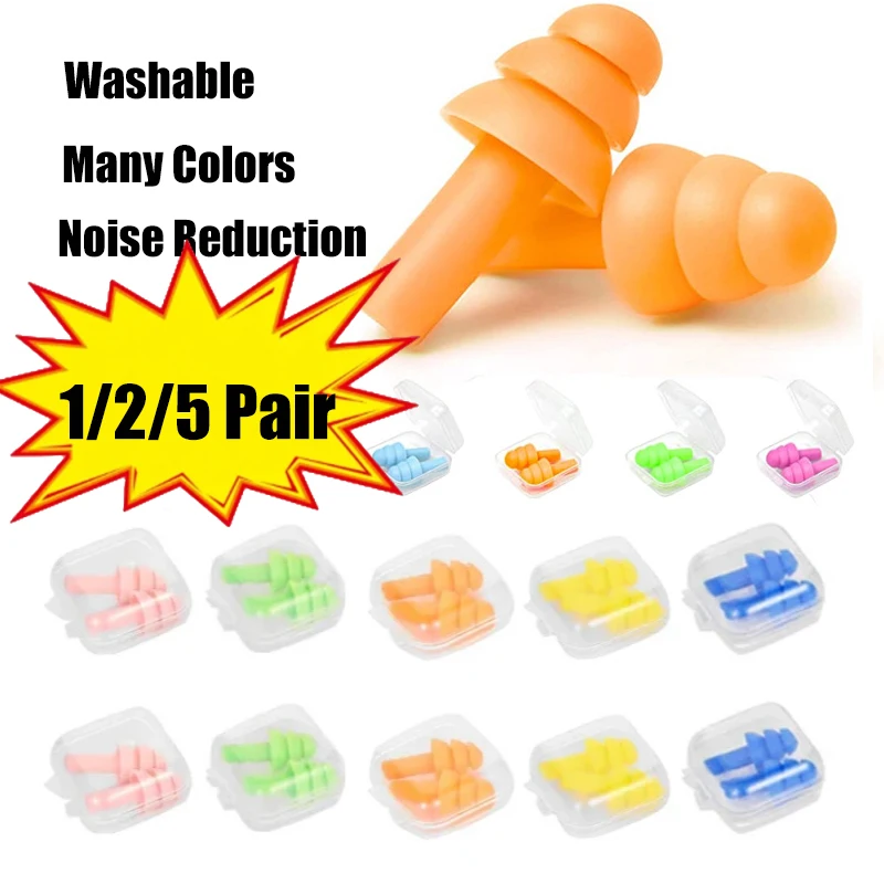 

1-5Pcs Soft Silicone Ear Plugs Waterproof Anti-noise Snoring Insulation Ear Protection Earplugs for Swimming Sleeping Travel