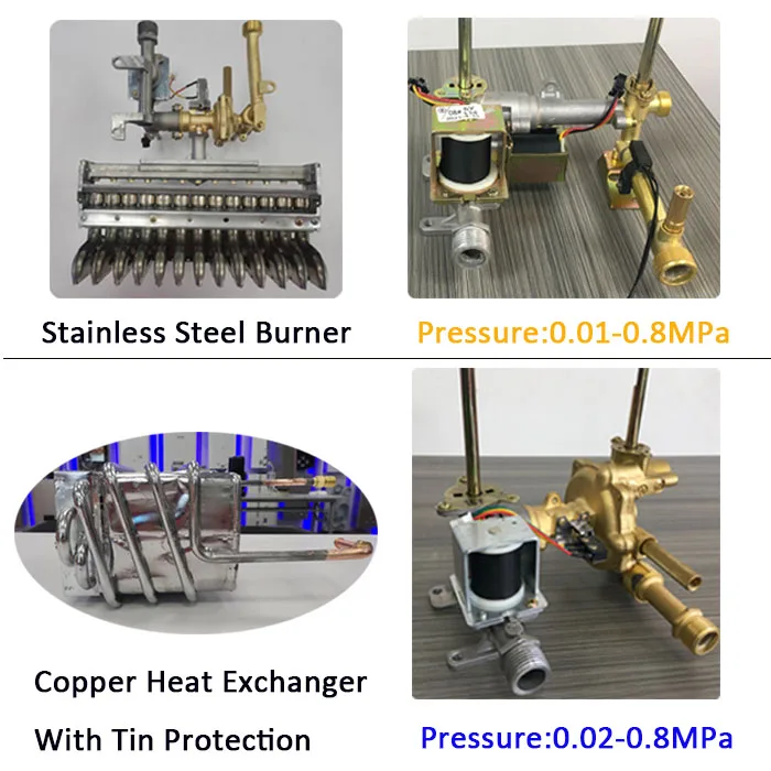 سخانات مياه كهربائية وغازية فورية معتمدة من CE لعام 2025 - نوع المداخن الخارجي النحاسي 6L/8L للاستحمام (توريد المصنع مباشرة) ​
