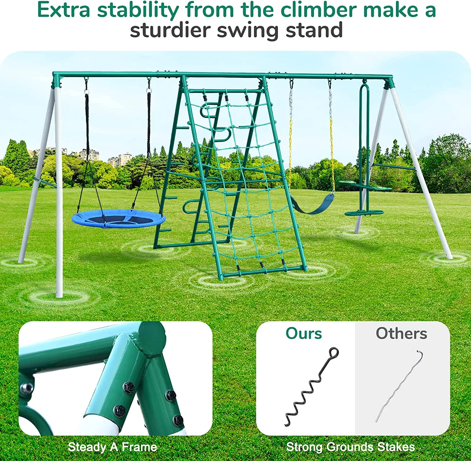 wr-Outdoor Garden Swing Set wi - Kids Outdoor Climbing Frame ulasan dan harga