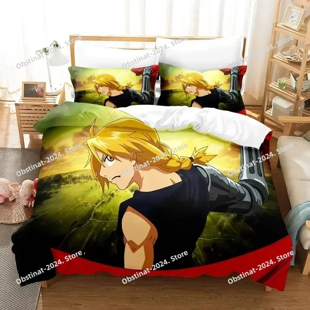 

Anime Fullmetal Alchemist Bedding Set Duvet Cover Bed Set Quilt Cover Pillowcase Comforter king Queen Size Boy Adult Bedding Set
