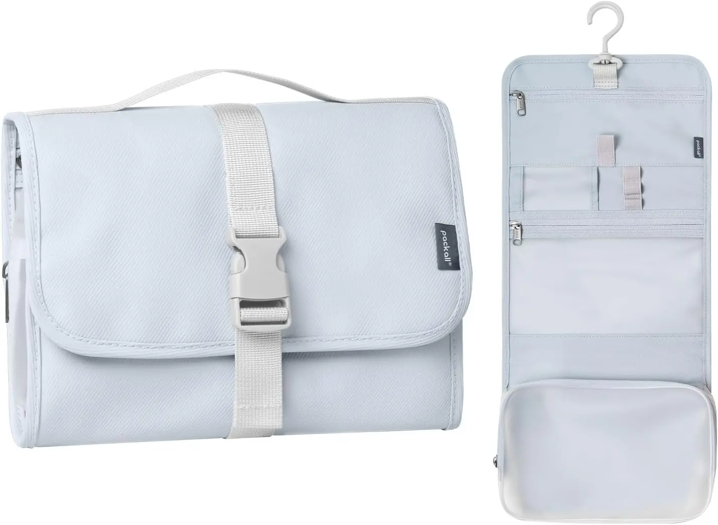 Hanging Travel Toiletry Bag, Foldable Cosmetic Bag with Multiple Compartments, Water-Resistant Makeup Organizer for Accessories