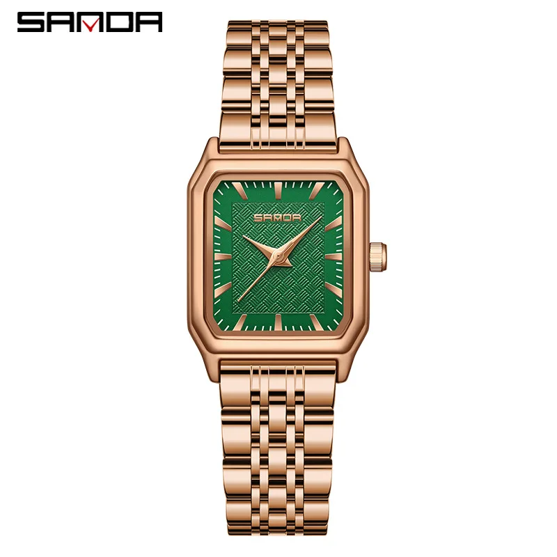 Sanda Top Brand Trendy Elegant Design Rectangle Dial Water Resistant Quartz Movement Business Women Arrival Analog Wrist Watch