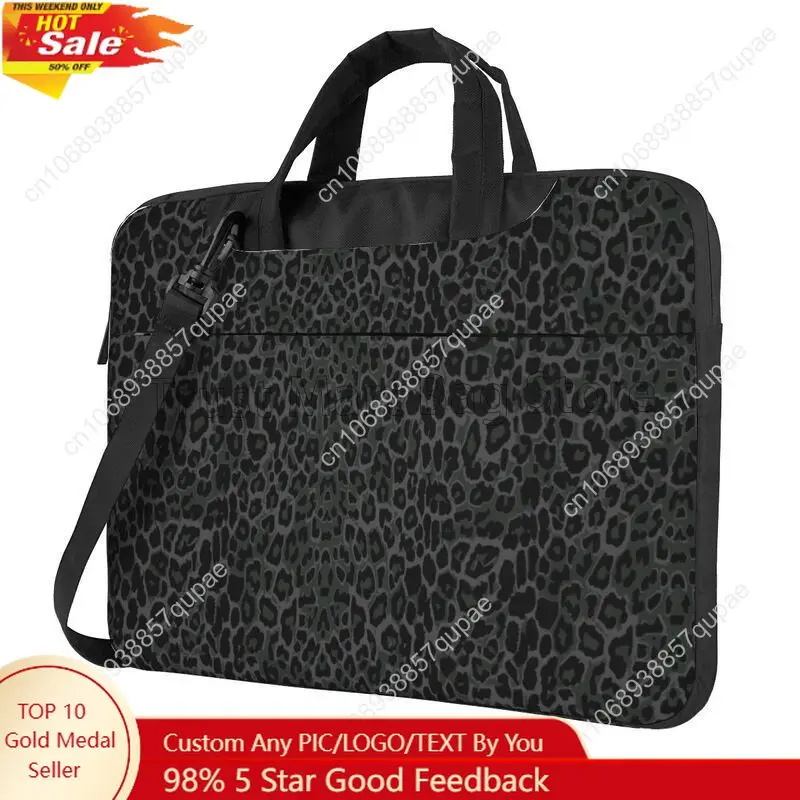 

Black Leopard Print Laptop Shoulder Bag Compatible with 13/14/15.6 Inches Laptop Netbook PC Cover Pouch